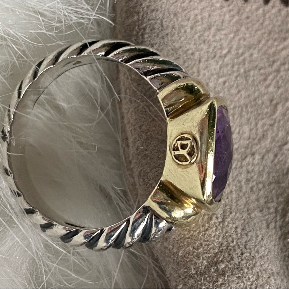 David Yurman Amethyst and Gold Cable Ring - Picture 7 of 10